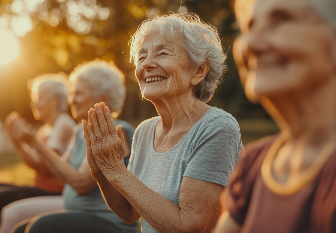 Старша жінка в позі йоги